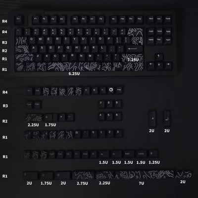 Canyon Black 104+42 Full PBT Dye-subbed Keycaps Set for Cherry MX Mechanical Gaming Keyboard